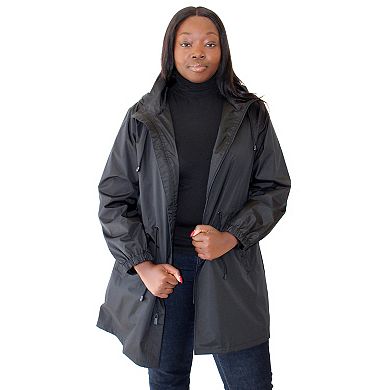 Plus Size Nine West Hooded Lightweight Raincoat