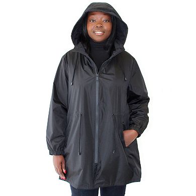 Plus Size Nine West Hooded Lightweight Raincoat