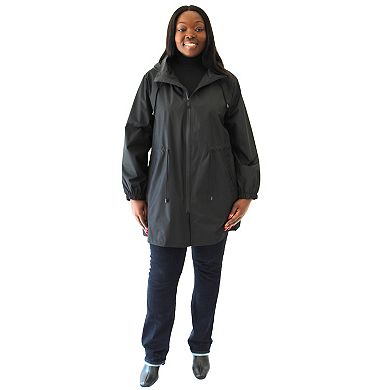 Plus Size Nine West Hooded Lightweight Raincoat