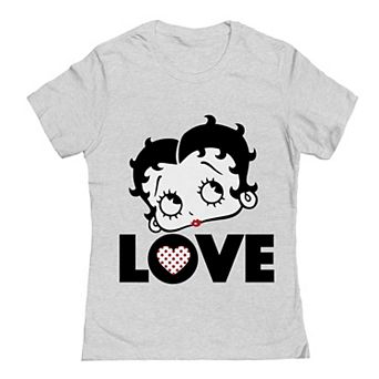 Junior's Betty Boop Love Face Polka Heart Valentine's Day Graphic Tee