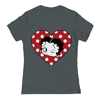 Junior's Betty Boop Polka Dot Heart Valentine's Day Graphic Tee