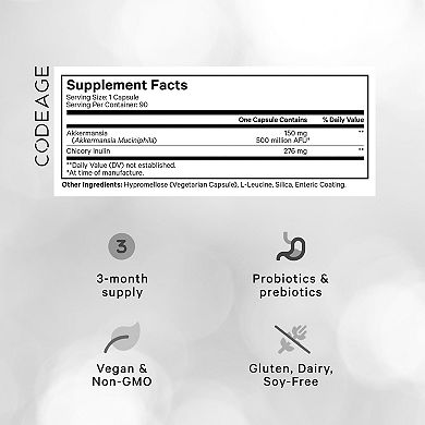 Codeage Akkermansia Muciniphila 500M AFUs Probiotic Supplement 90 ct