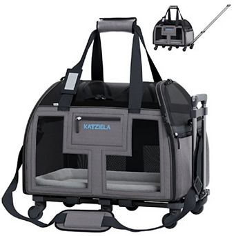 Katziela Luxury Lorry Pet Carrier With Removable Wheels And Telescopic Handle