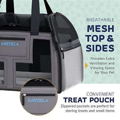 Katziela Luxury Lorry Pet Carrier With Removable Wheels And Telescopic Handle