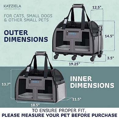 Katziela Luxury Lorry Pet Carrier With Removable Wheels And Telescopic Handle
