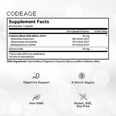 Codeage GLP-1 Probiotic - Live Probiotics + Akkermansia Supplement 90 ct