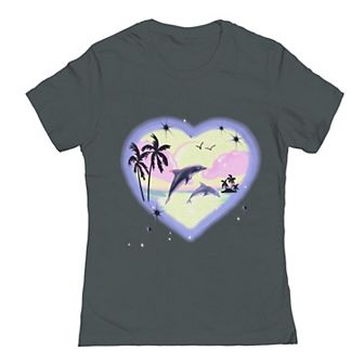 Junior's Grayson Threads The Label Heart Ocean Airbrush Valentine's Day Graphic Tee