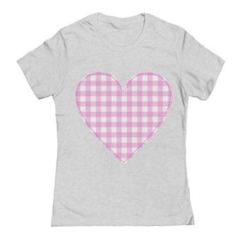 Junior's Grayson Threads The Label Plaid Heart Valentine's Day Graphic Tee