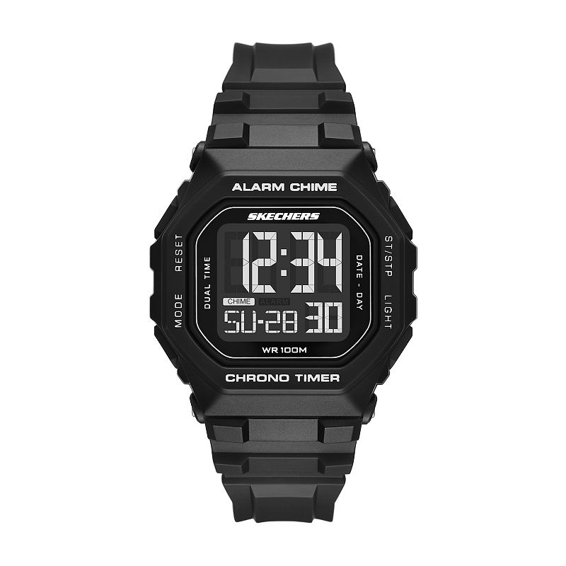 Skechers® Whitfield Men's Chrono Timer Digital Watch, Size: 45MM, Black