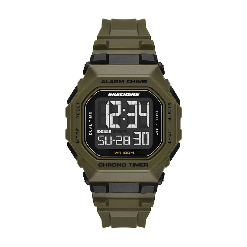 Skechers® Whitfield Men's Chrono Timer Digital Watch, Size: 45MM, Green