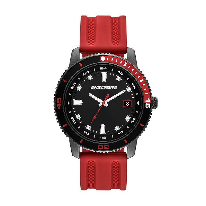 Skechers® Lachman Men's Silicone Watch, Size: 46MM, Red