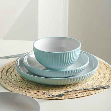 Christian Siriano New York® Lustra Stoneware 16-Piece Dinnerware Set in Teal