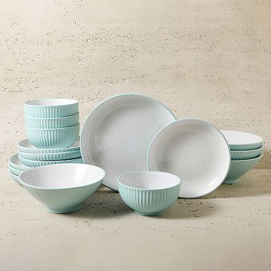 Christian Siriano New York® Lustra Stoneware 16-Piece Dinnerware Set in Teal