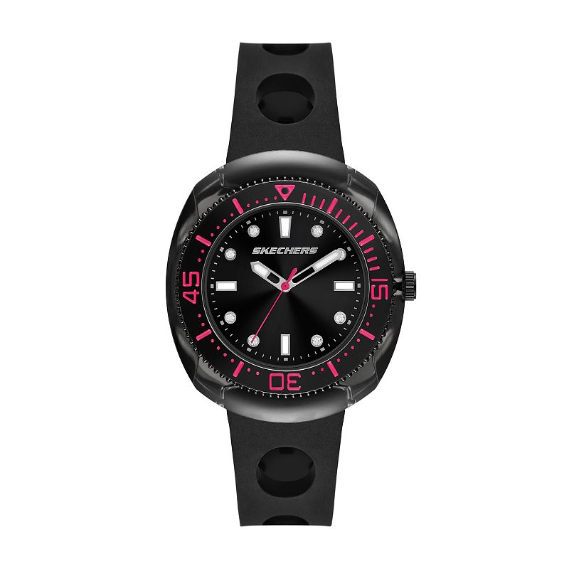 Skechers® Palmera Women's Silicone Watch, Size: 40 mm, Black Red