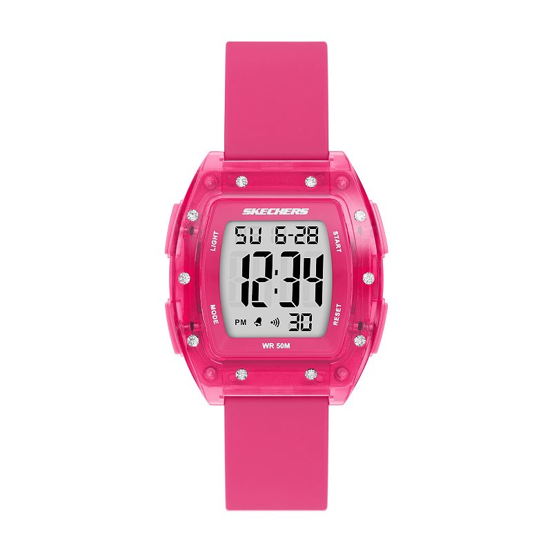 Skechers® Sawtelle Women's Silicone Digital Watch, Size: 37 mm, Pink