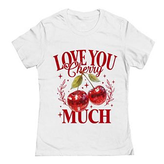 Junior's I Love You Cherry Much Valentine's Day Graphic Tee