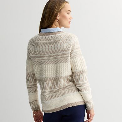 Women's Croft & Barrow® Cozy Fair Isle Cable Sweater
