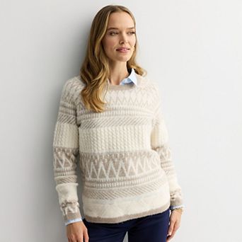 Women's Croft & Barrow® Cozy Fair Isle Cable Sweater