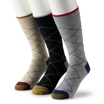 Men's GOLDTOE® 3-pack Diamond Plaid Crew Socks