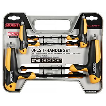 Mount 8 pc T-Handle Torx Star Key Set, Portable Driver Tool Kit with Storage Rack