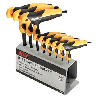 Mount 8 pc T-Handle Hex Key Set with Stand, Metric