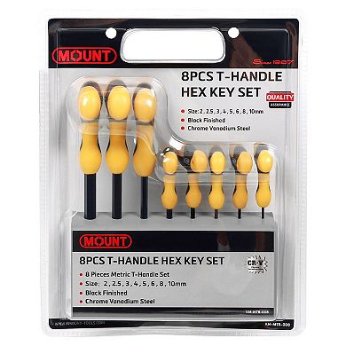 Mount 8PCS T-Handle Hex Key Set with Stand, Metric