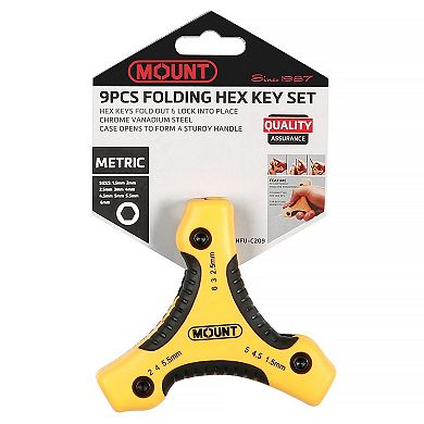 Mount 9PCS Folding Hex Key Set, Metric