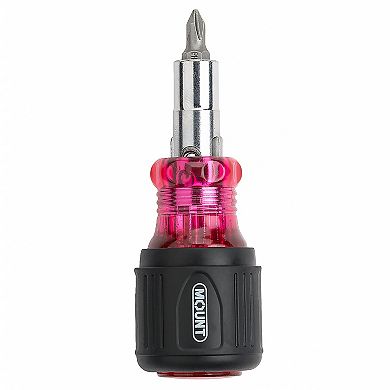 Mount 6-In-1 Stubby Multi-Bit Screwdriver, 4 Bits Sizes, 2 Nut Driver Sizes