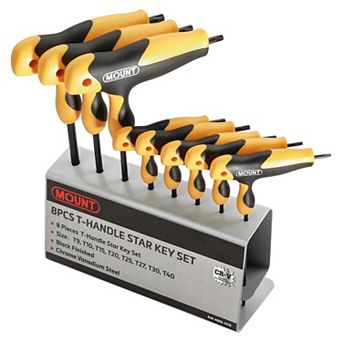 Mount 8 pc T-Handle Torx Star Key Set with Stand