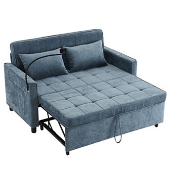 Merax 56.9" Loveseat Sofa Pull-out Sofa Bed Sleeper Sofa with a Reversible Backrest Cushion