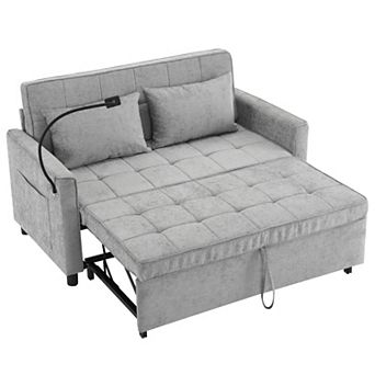Merax 56.9" Loveseat Sofa Pull-out Sofa Bed Sleeper Sofa with a Reversible Backrest Cushion