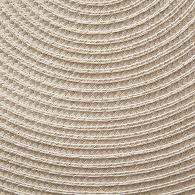 Set of 6 White Black and Beige Rectangular Fringed Placemat 20"