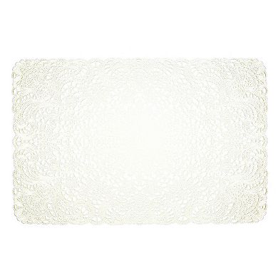Set of 6 Striped Neutral And Blue Woven Placemats 13" x 17.25"