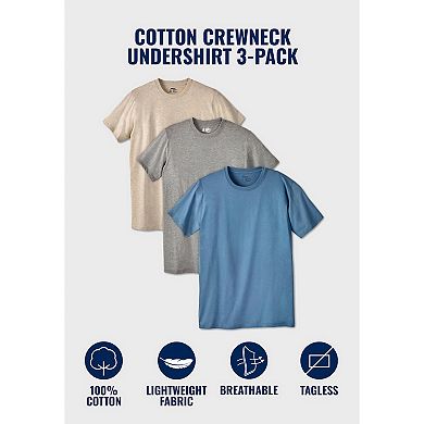 KingSize Men's Big & Tall 3-Pack Cotton Crewneck Undershirt