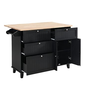 Merax Farmhouse Kitchen Island Set with Drop Leaf and 2 Seatings