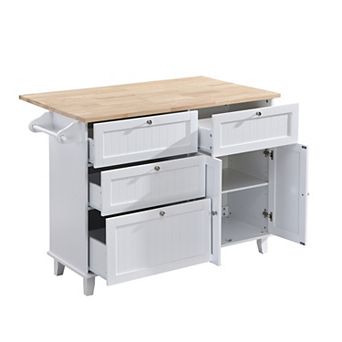Merax Farmhouse Kitchen Island Set with Drop Leaf and 2 Seatings