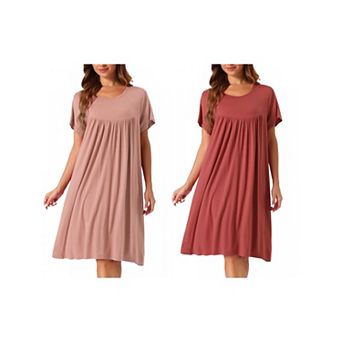 2 pc Women's Nightgown Sleepwear Short Sleeve Cozy Loose Sleepshirt Plus Size