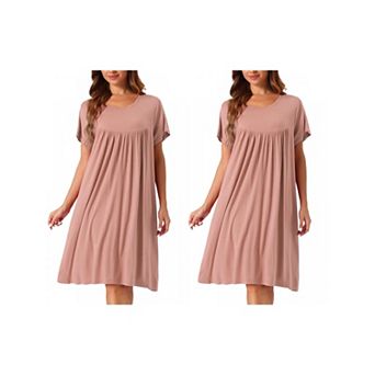 2 pc Women's Nightgown Sleepwear Short Sleeve Cozy Loose Sleepshirt Plus Size