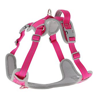 Dog Harness, Reflective Dog Harness, Adjustable Dog Vest Harness, Double Layer Easy Control Rose Red