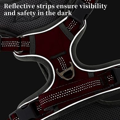 Dog Harness, Reflective Dog Harness, Adjustable Dog Vest Harness, Double Layer Easy Control Rose Red