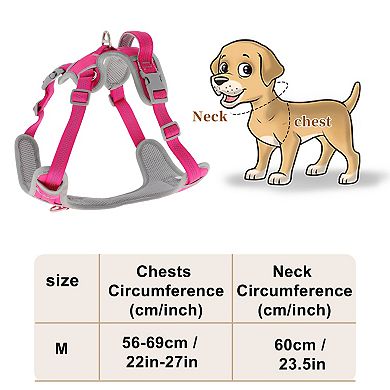 Dog Harness, Reflective Dog Harness, Adjustable Dog Vest Harness, Double Layer Easy Control Rose Red