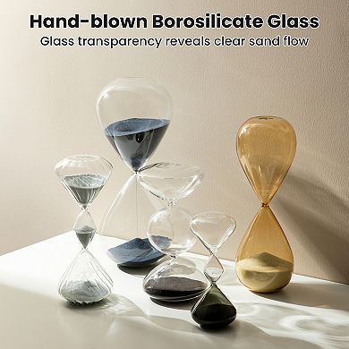 Glitzhome Set of 2 Tri-Layer Two-Tone Color Hourglasses with Black Sand, 15-Minute Sand Timers