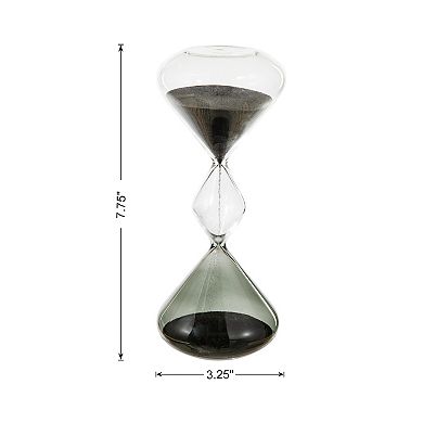 Glitzhome Set of 2 Tri-Layer Two-Tone Color Hourglasses with Black Sand, 15-Minute Sand Timers