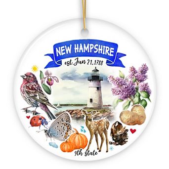 Artistic New Hampshire State Themes and Landmarks Christmas Ornament