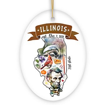 Artistic Illinois State Themes and Landmarks Christmas Ornament
