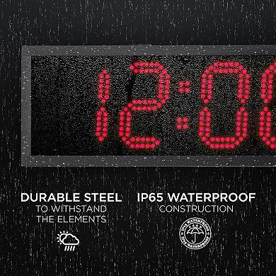 Ivation 36" Waterproof Large Digital Clock, Outdoor Large LED Clock with Stopwatch, Alarms & More!