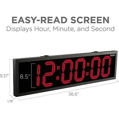 Ivation 36" Waterproof Large Digital Clock, Outdoor Large LED Clock with Stopwatch, Alarms & More!