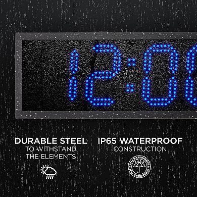 Ivation 48" Waterproof Large Digital Clock, Outdoor Large LED Clock with Stopwatch, Alarms & More!