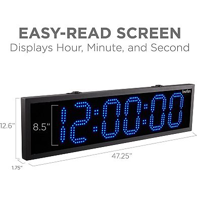 Ivation 48" Waterproof Large Digital Clock, Outdoor Large LED Clock with Stopwatch, Alarms & More!