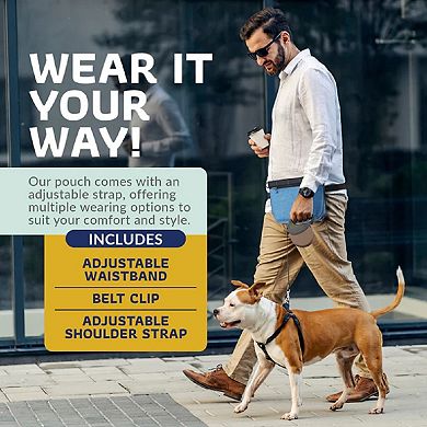 Katziela Expandable Pet Treat Pouch - Pet Training, Adjustable Shoulder Strap & Belt Clip